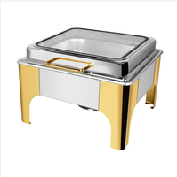 Réchaud de buffet portable de luxe en acier inoxydable 201, chauffe-plats, ensemble de buffet doré, alimenté au gaz, 6L/9L, équipement de restauration commerciale RRR