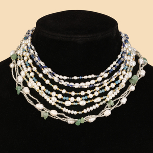Collar de Perlas TeoWaki con Lapislázuli y Cristales, Ajustable, Elegante, de Perlas de Agua Dulce, Regalo de Joyería para Mujer o <span class=keywords><strong>Novia</strong></span> - Product Image 3