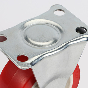 2.5 Inch Red Pvc Caster Wheels Flatbed Directional Fixed For Canteen Trolleys Bolt Hole Type 2.0 Mm Top Plate - Product Image 1