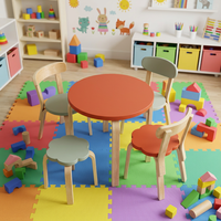 Ensemble table et chaises pour enfants en bois moderne en forme de fleur, caractéristiques de sécurité, écologiques et durables pour une utilisation à l'école, en garderie et en maternelle