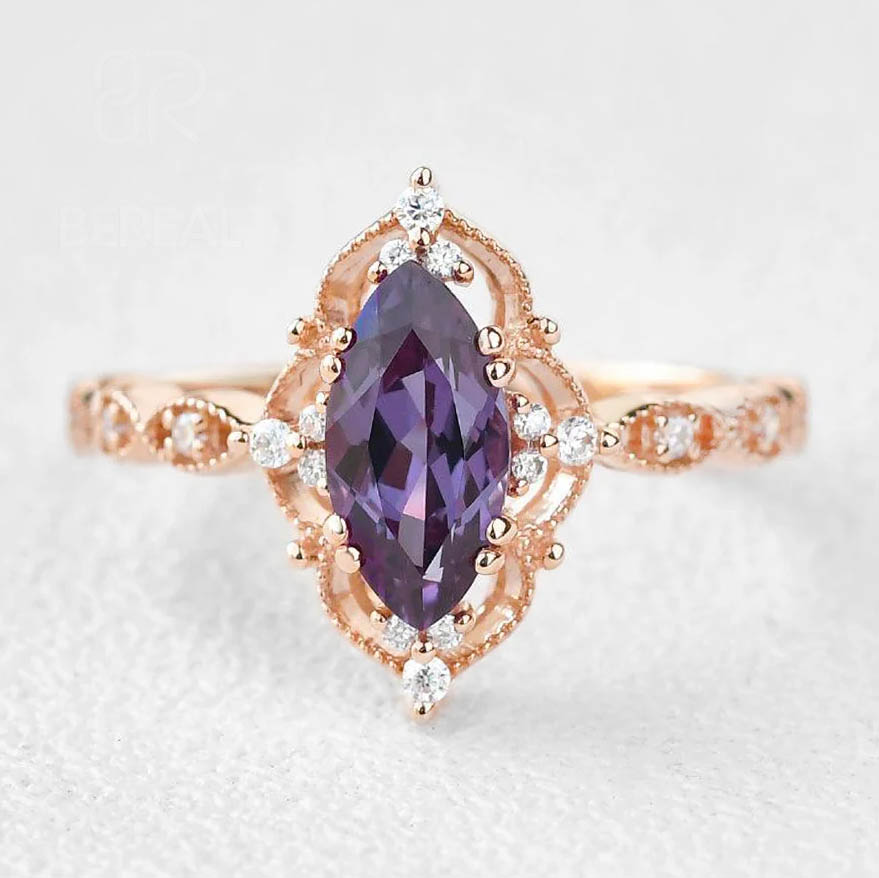 Bague Alexandrite de Laboratoire, Forme 1