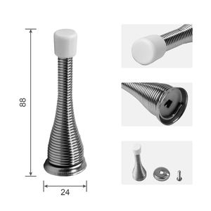 Lot <span class=keywords><strong>de</strong></span> 6 arrêts <span class=keywords><strong>de</strong></span> <span class=keywords><strong>porte</strong></span> à ressort robustes en Nickel satiné avec embouts <span class=keywords><strong>de</strong></span> pare-chocs en caoutchouc robuste et souple pour le <span class=keywords><strong>bas</strong></span> <span class=keywords><strong>de</strong></span> la <span class=keywords><strong>porte</strong></span> - Product Image 2