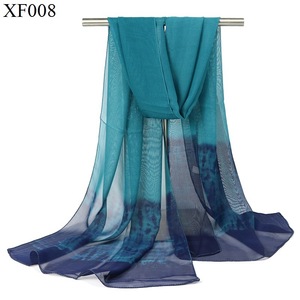 Echarpes d'été en mousseline froide pour femmes Echarpes légères <span class=keywords><strong>AliExpress</strong></span> Fashion Gradient Color Scarves Print Shawl Wraps - Product Image 1