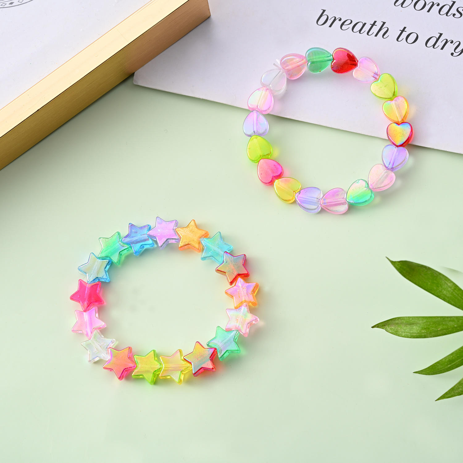 Acrylic Beads Bead Bracelets With Rubber Bands Rainbow Loom