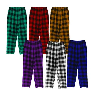 Vente en gros de pantalons souples personnalisés de haute qualité pour les vacances en famille avec paresseux pour adultes pantalons de pyjama à carreaux en flanelle pour femmes
