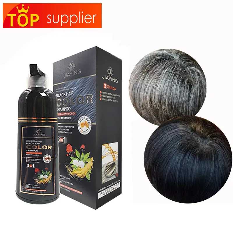 Jiaying Shampooing professionnel 3 en 1 Couleur de cheveux Shampooing colorant capillaire bio noir