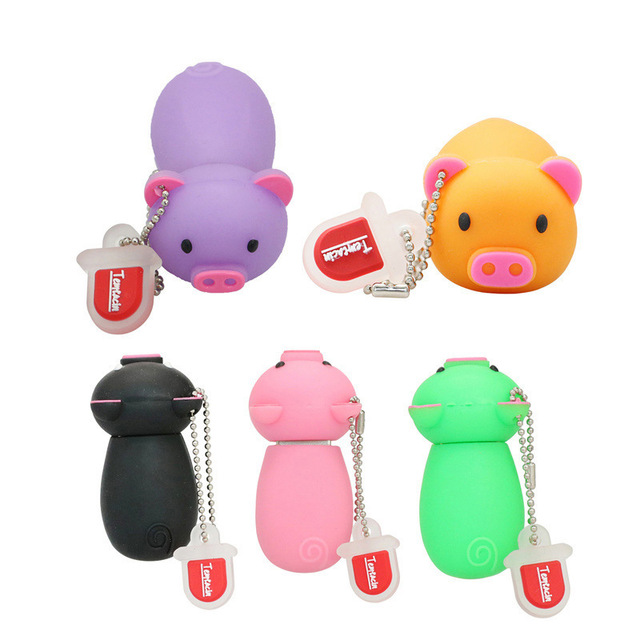 Wholesale Cute Piggy Mini Cartoon PVC USB Flash Drive Year Pig Commemorative Logo Girls Fashion Promotional Item
