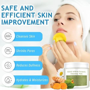 Almohadillas exfoliantes limpiadoras de Ácido Kójico y cúrcuma para manchas oscuras, almohadilla limpiadora facial desechable de algodón, almohadilla limpiadora de cúrcuma - Product Image 2