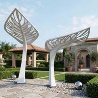 Grande sculpture moderne en acier inoxydable en forme de feuille, style parasol, pour jardin de villa et projets de parcs extérieurs, Fourniture d'usine
