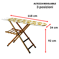 Table à repasser en bois de hêtre et de noyer Art.257 pour une expérience de repassage haut de gamme