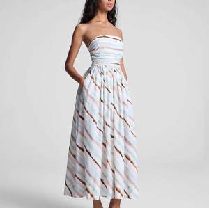 <span class=keywords><strong>Fossette</strong></span> verte OEM mode femmes sans manches sans bretelles taille évidée couche de conception femmes décontracté Maxi robe - Product Image 2