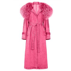 Manteau Trench Coupe-Vent en Cuir de Mouton Véritable avec Col et Manchettes en Fourrure Mongole Détachable, Modèle Hiver 2026 – Vente en Gros - Product Image 4