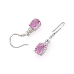 Pendientes colgantes de oro blanco sólido de 18 quilates hechos a mano, diamantes de zafiro Rosa Natural, piedras preciosas, regalo de boda de moda, joyería de moda para - Product Image 4