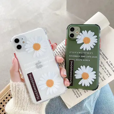 Summer Daisy Flowers Phone Cases Transparent for iPhone 6 7 8 11 12 S Mini Pro X XS XR MAX Plus SE Cover Funda Shell Mobile Bags