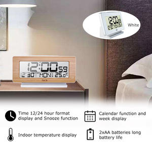 Reloj <span class=keywords><strong>despertador</strong></span> de madera Termómetro digital Decoración de pared Hora Fecha Semana Monitor de temperatura Difusor de aroma inalámbrico <span class=keywords><strong>con</strong></span> reloj Aarm - Product Image 2