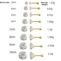 Pendientes Minimalistas de Plata de Ley S925 con Circonita Multitamaño en Forma de Tornillo de Cuatro Puntas para Tienda Online