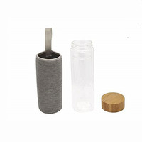 Bouteille d'eau personnalisée en verre à haute teneur en borosilicate personnalisée en gros