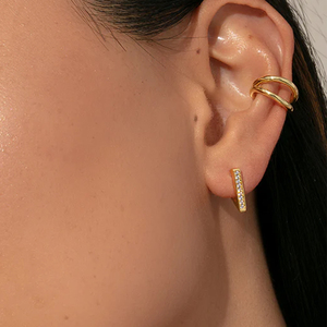 Aros Geométricos Triangulares de Plata S925 con Pavé de Oro de 18K, Modelo CANNER 2023, Versátiles y a la Moda para Mujer - Product Image 5