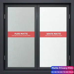 Film PVC Blanc Mat pour Fenêtre, Intimité, Givré, Contrôle <span class=keywords><strong>de</strong></span> la Chaleur, Revêtement <span class=keywords><strong>de</strong></span> Verre, Autocollant Opaque Auto-adhésif pour Porte et Salle <span class=keywords><strong>de</strong></span> Bain - Product Image 1