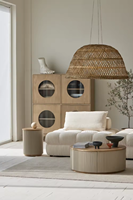 Einfache Vintage nordische Schublade Multifunktion ale Lagerung Eiche Runde Holztisch Couch tisch Set Warmes Farbset