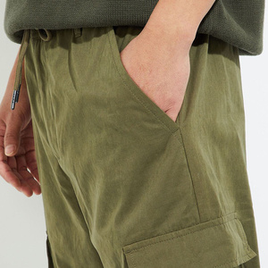 Men Multi-Pocket Straight Mid <b>Cargo</b> Trousers Durable Cotton Canvas Waterproof Tactical Pants Elastic for <b>Work</b> Travel Outdoor - Product Image 5