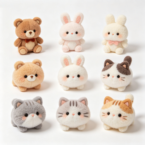 Ensemble de mini jouets en peluche animaux mignons (chat, chien, ours, <span class=keywords><strong>lapin</strong></span>) avec doublure en maille, vente directe usine, faible MOQ, OEM/ODM pour cadeaux d'enfants - Product Image 1