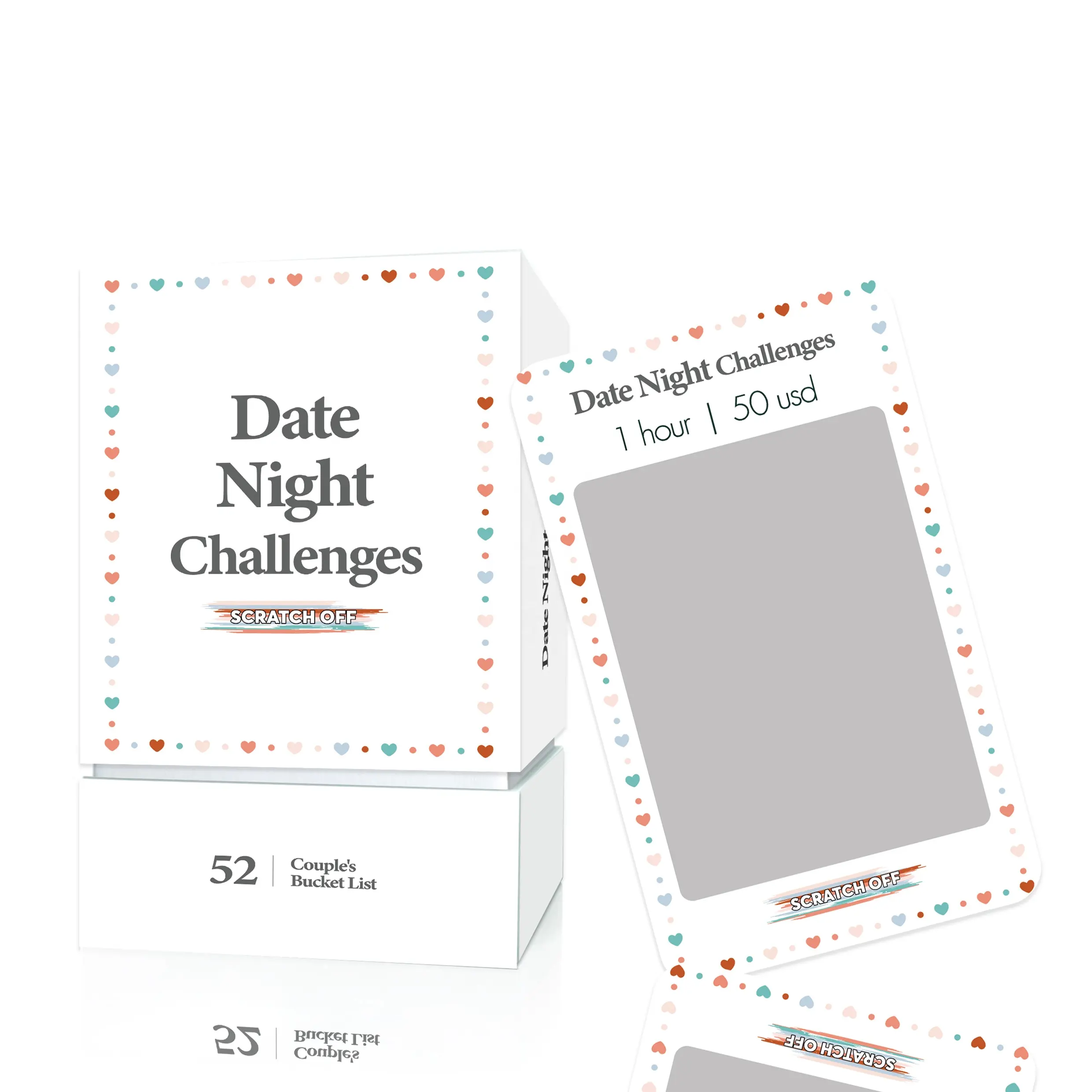 Design personalizzato 52 idee calde per la notte di appuntamenti gratta e vinci le carte per coppie Set di scatole per appuntamenti notturni per coppie