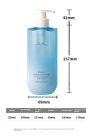 Flacon pompe élégant en PET bleu givré, anti-fuite, rechargeable, 500 ml, pour shampoing, gel douche, lotion, sérum de soin de la peau, hôtel, salon