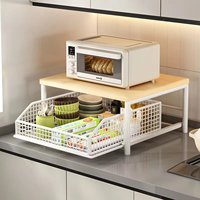 Support de micro-ondes en bois avec tiroir, étagère de cuisine en métal pour micro-ondes, grand support à épices, étagère de comptoir, support de four