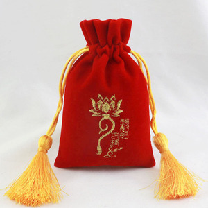 Bolsa de Terciopelo Mágica Bordada Personalizada con Borla para Tarot, Gemas, Adivinación, Bolsa de Terciopelo Roja con Cordón, Bolsa para Dados - Product Image 2