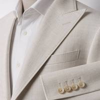 Costumes de mariage d'été monochromes sur mesure pour hommes, en lin respirant, à double boutonnage, col en V, deux boutons, grandes tailles, vente en gros