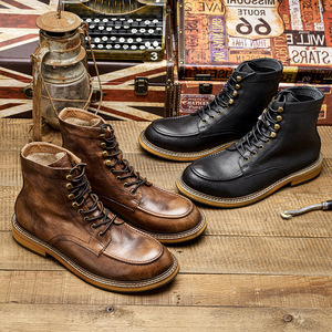 <span class=keywords><strong>Botas</strong></span> de Tobillo Nuevas para <span class=keywords><strong>Hombre</strong></span>, Modernas, de Cuero Vacuno Genuino, Resistentes al Desgaste, con Cordones, Estilo Británico, <span class=keywords><strong>Botas</strong></span> de Trabajo a la Moda - Product Image 2