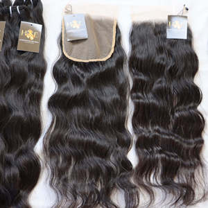 Cabello virgen de templo indio crudo 4x45x56x67x7 Cierre de encaje Hd Cutícula virgen Alineada Hair13x413x6 Frontal de encaje Hd con paquetes de cabello - Product Image 2