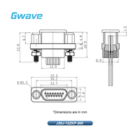 Assemblage de câble de connecteur RF micro rectangulaire J30J-15ZKP-300 à 15 broches Longueur de fil de 300 mm avec fil AFR-250-01.2 pour les applications RF