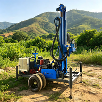 Foreuse de puits d'eau légère sur roues SM300, alimentée au diesel avec boîte de vitesses à commande hydraulique et pompe à boue, machine de forage sur site