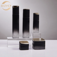 Flacon pompe carré en verre cosmétique transparent givré personnalisable 40ml 100ml 120ml avec pompe noire brillante pour fond de teint, soin de la peau, sérum