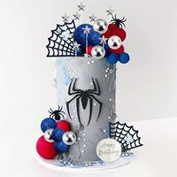 Decoradores de Pasteles, 32 Piezas, Soporte para Pastel de Spider-Man, Bolas, Adornos de Estrella para Pastel
