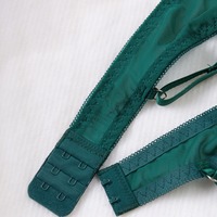 Ensemble soutien-gorge et culotte à jarretelles pour femme, de haute qualité, vert, en dentelle exotique tissée, à maintien ferme, avec broderie florale, pour la Saint-Valentin