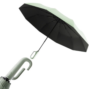<span class=keywords><strong>Paraguas</strong></span> Plegable Automático Negro con Clip <span class=keywords><strong>de</strong></span> Anillo y Mango con Hebilla, <span class=keywords><strong>Paraguas</strong></span> Publicitarios, Regalos al por Mayor - Product Image 1