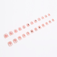 24-delige set handgemaakte, volledig dekkende, draagbare nagels groothandel hete verkoop gebroken diamant vlinder glitter amandel opzetnagels