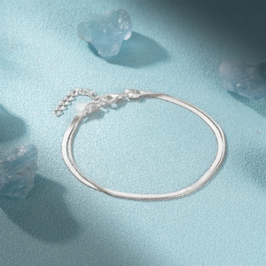 Bracelet chaîne serpent double couche CANNER en or 18 carats et argent 925, style minimaliste, bijoux pour femme - Product Image 2