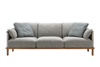 Canapé en cuir avec structure en bois massif, style minimaliste, canapé moderne, canapé à haute résilience