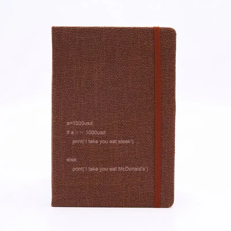 A5 Size Manufacturer Handmade Custom Eco-friendly Recycled Graph Hard Paper Soft Cover Linen Fabric Cover Notebook