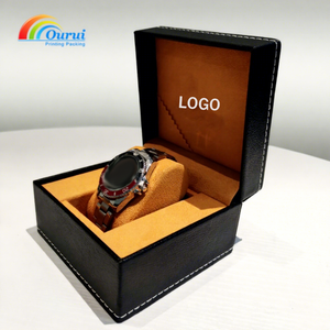 Caja de reloj con logotipo personalizado, caja de regalo para reloj de hombre, caja rectangular para reloj, caja de reloj de cuero PU negro, caja de reloj a prueba de polvo - Product Image 6