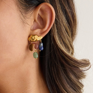 Pendientes de Borla con Piedras Naturales, Acero Inoxidable, Joyería de Moda, Regalo - Product Image 2