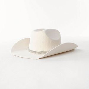 Chapeaux de cowboy pour femmes en feutre de laine personnalisés avec logo, style western, à large bord, ornés de strass de luxe, collection 2024, vente en gros - Product Image 3