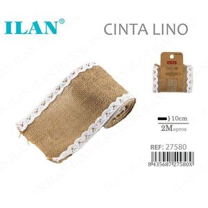 Nastro di lino ILAN 10 cm x 2 m con bordo in pizzo per decorazioni e artigianato - Product Image 3