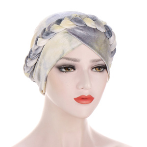 HZO-18153 Femmes Velours Turban pour Pré-Noué Tresse Torsadée Bouchon <span class=keywords><strong>Chimio</strong></span> Cancer Cheveux Couverture Chapeau - Product Image 3