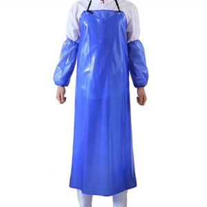 Impermeável Anti-Óleo Anti-Incrustante 350 um Azul PVC LDPE Tecido Bib Avental Light Duty para Limpeza de Grau Alimentar - Product Image 1