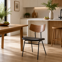 Chaise d'appoint de cuisine avec dossier matelassé et siège rembourré, pieds noirs, blanc crème, chaise de salle à manger moderne pour la maison